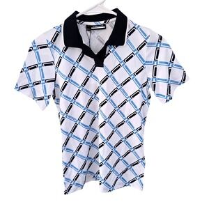 J.Lindeberg Nelly Korda NK Golf Polo Shirt Blue White GWJT07508 Womens XS